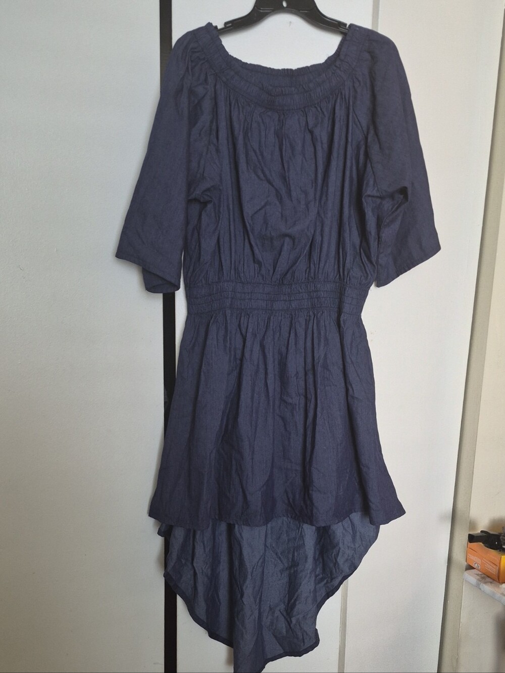 Jean Dress High-Low Smocked Waist